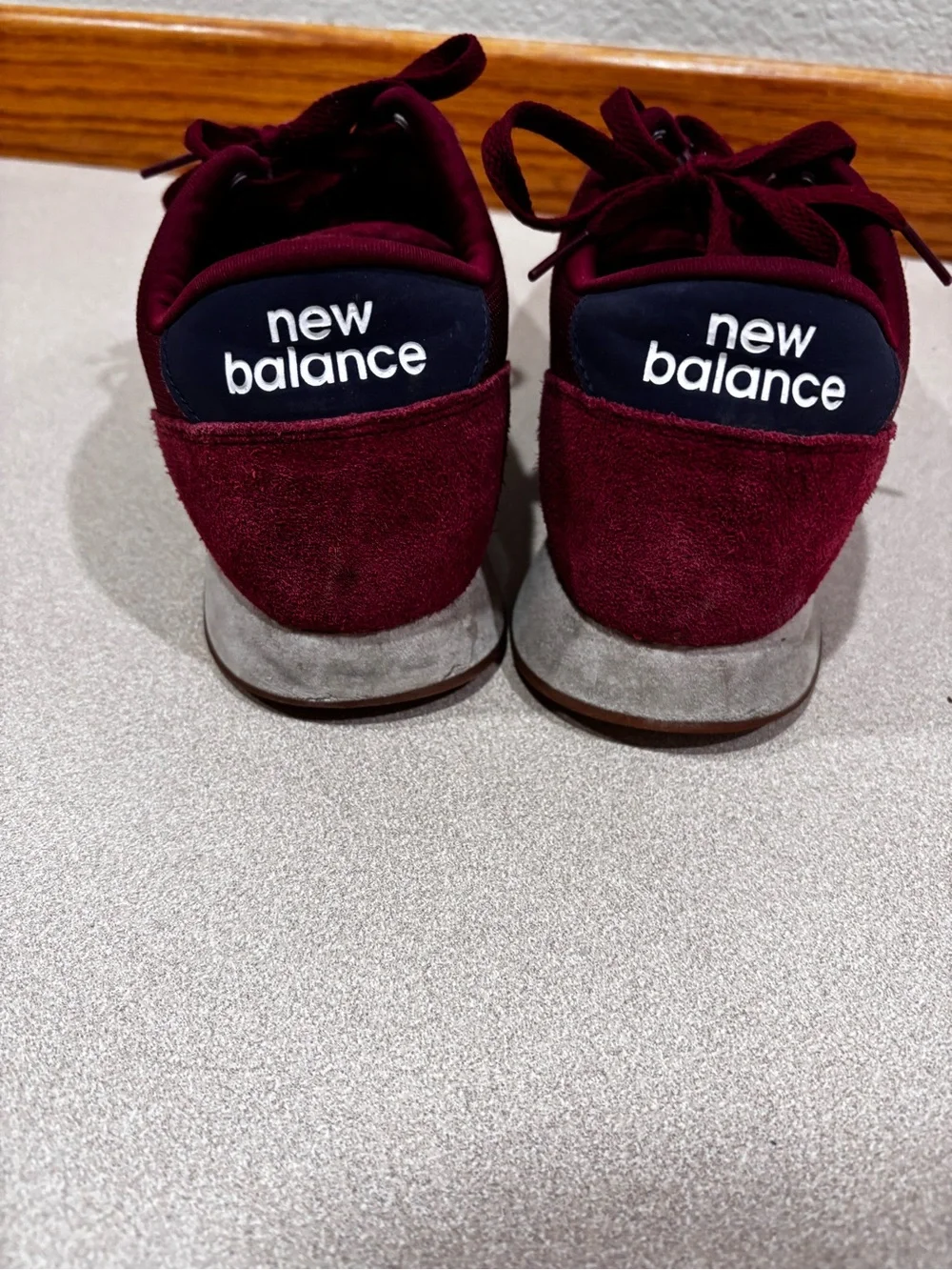 New Balance Men's Maroon Athletic Sneakers with Navy Logo